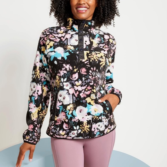 NWT Vera Bradley Women's Snap Collar Fleece Pullover Sweatshirt with Pockets - Picture 2 of 6